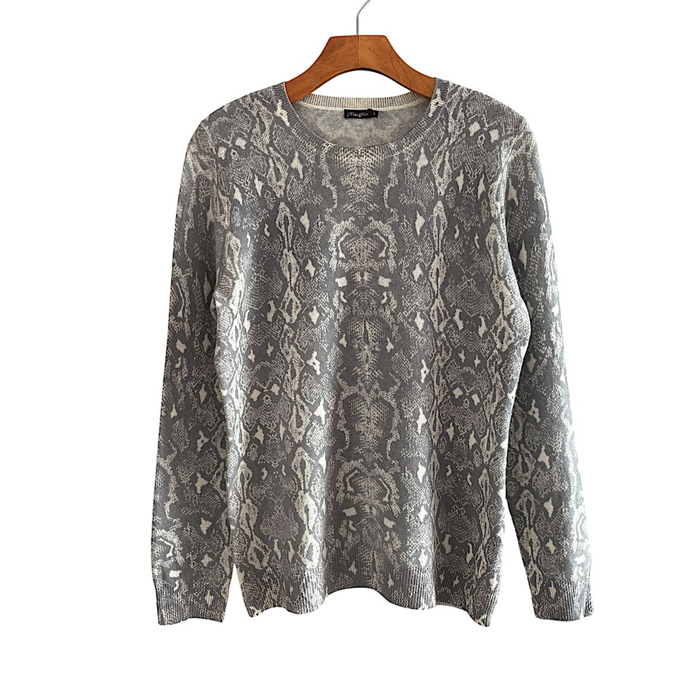 J. McLAUGHLIN 100% Cashmere Phyton Printed Sweater Size M